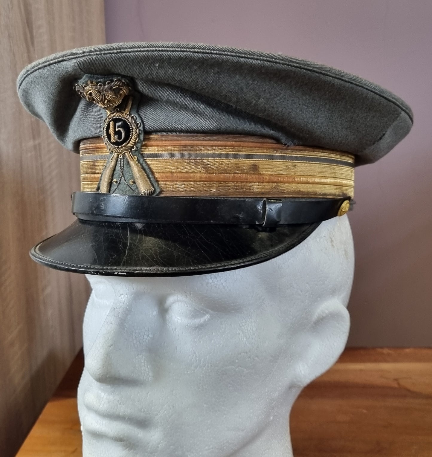 SOLD! WW2 Italian Major’s 15th Infantry Regiment M34 Visor Cap & Box