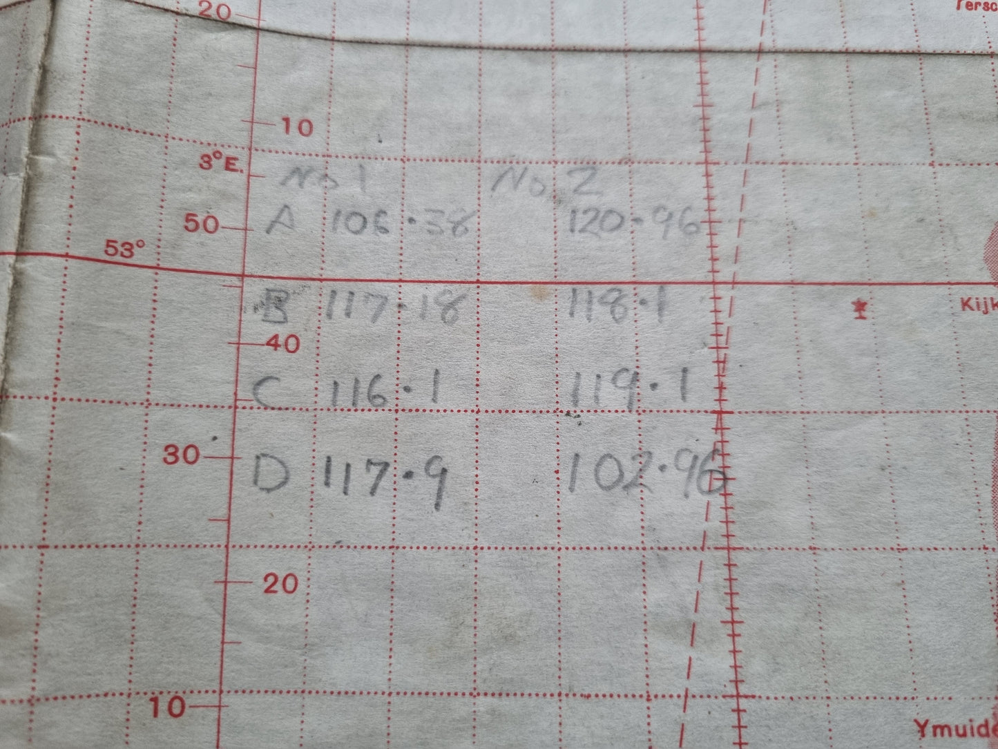 WW2 RAF June 1944 Plotting Map of Western Germany with Operational Markings over Berlin