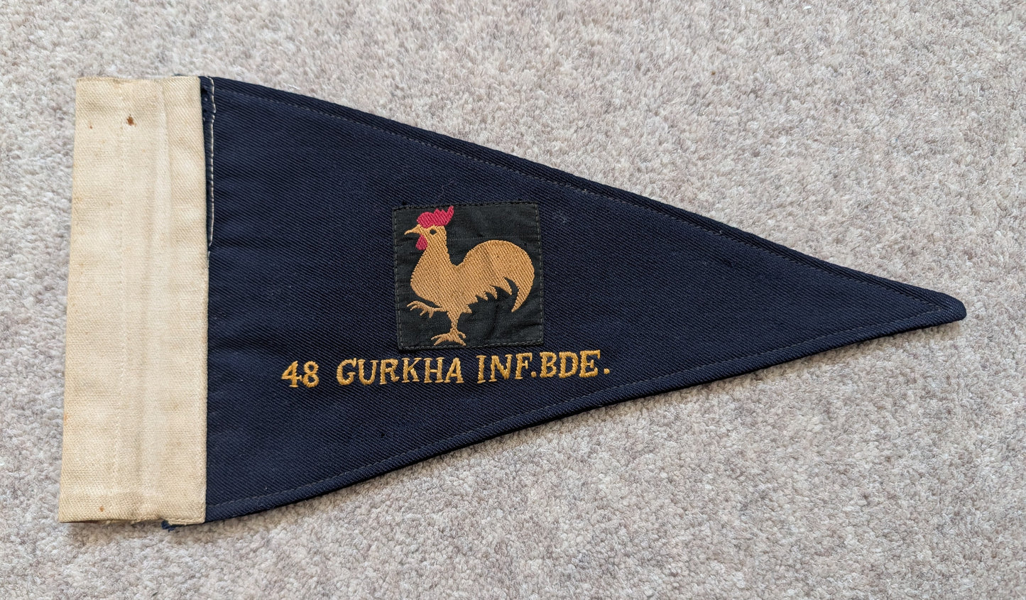 Rare late 1940s-50s 48th Gurkha Infantry Brigade Car Pennant Flag
