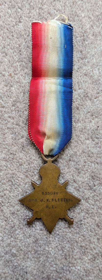 WW1 British Medal Trio John William Flitten Royal Engineers from Hull