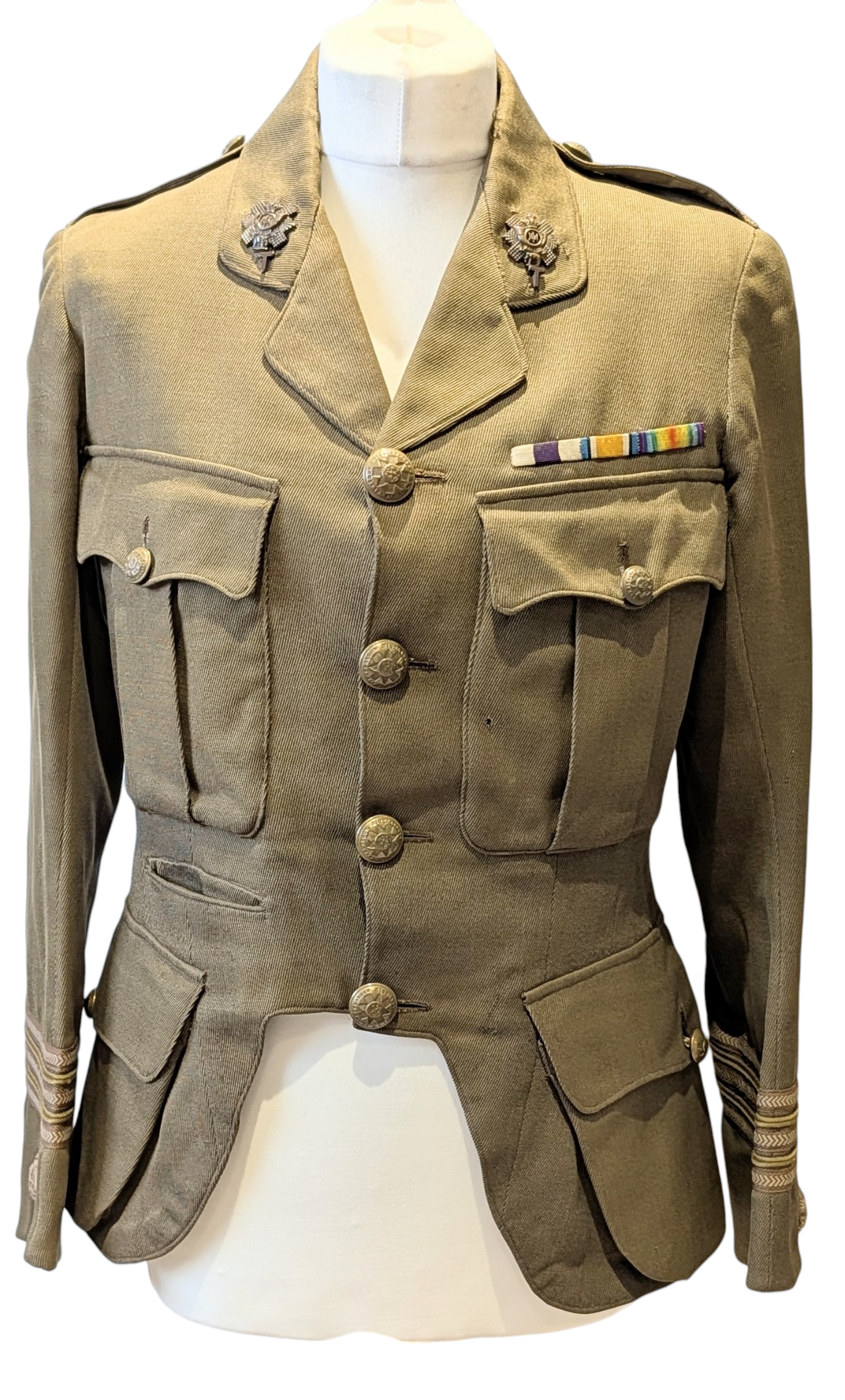 Fantastic WW1 9th Bn Glasgow Highlanders HLI Territorial Major's Cutaway Cuff Rank Jacket to an MC Winner