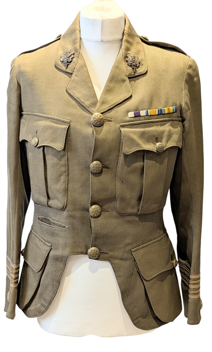 Fantastic WW1 9th Bn Glasgow Highlanders HLI Territorial Major's Cutaway Cuff Rank Jacket to an MC Winner