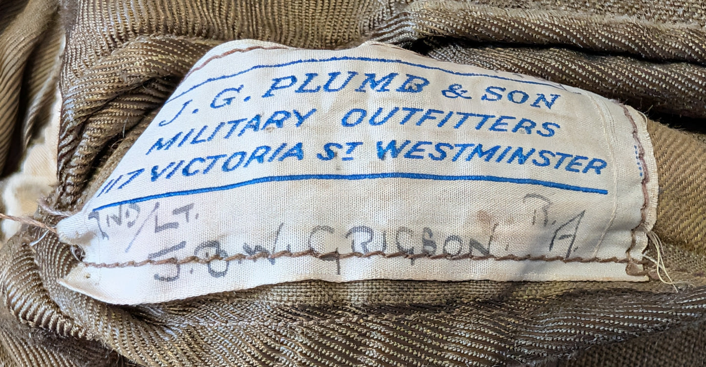 WW2 1939 British Army Royal Artillery 2nd Lieutenant Jacket Named