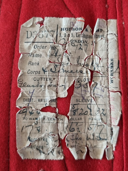Pre-WW1 (Edwardian) Somerset Light Infantry Sergeant’s Scarlet Tunic & Trousers