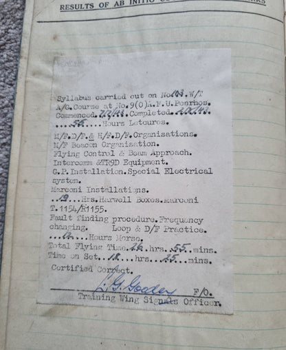 WW2 RAF Flying Log Book to Air Gunner I. E. Parsons with 37 Bombing Operations including DDAY with Combat Reports