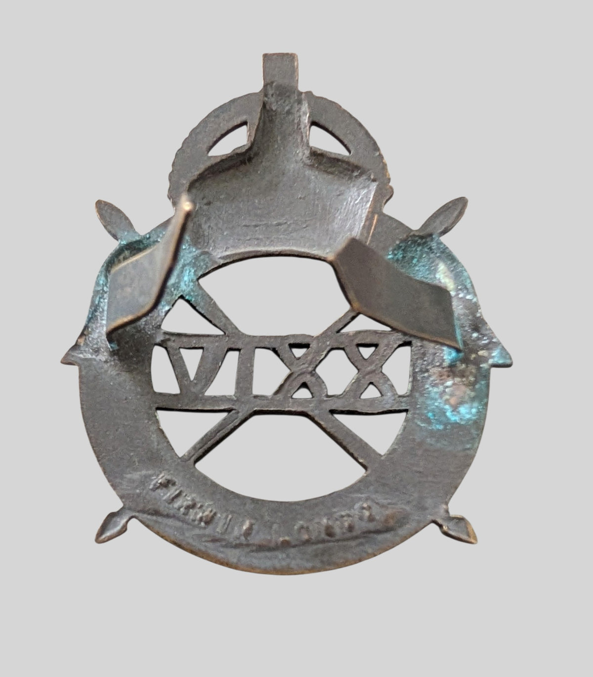 Rare 24th Lancers Officer's Bronze Service Cap Badge