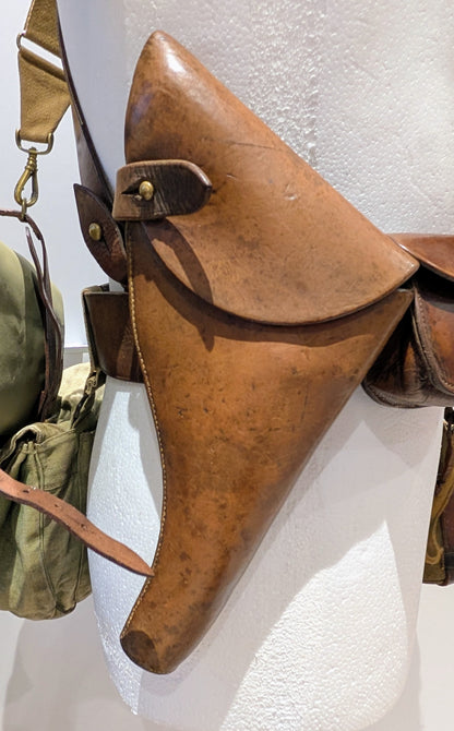 Boer War / WW1 British Leather & Webbing Field Gear Set With Dated Double Strap Sam Browne