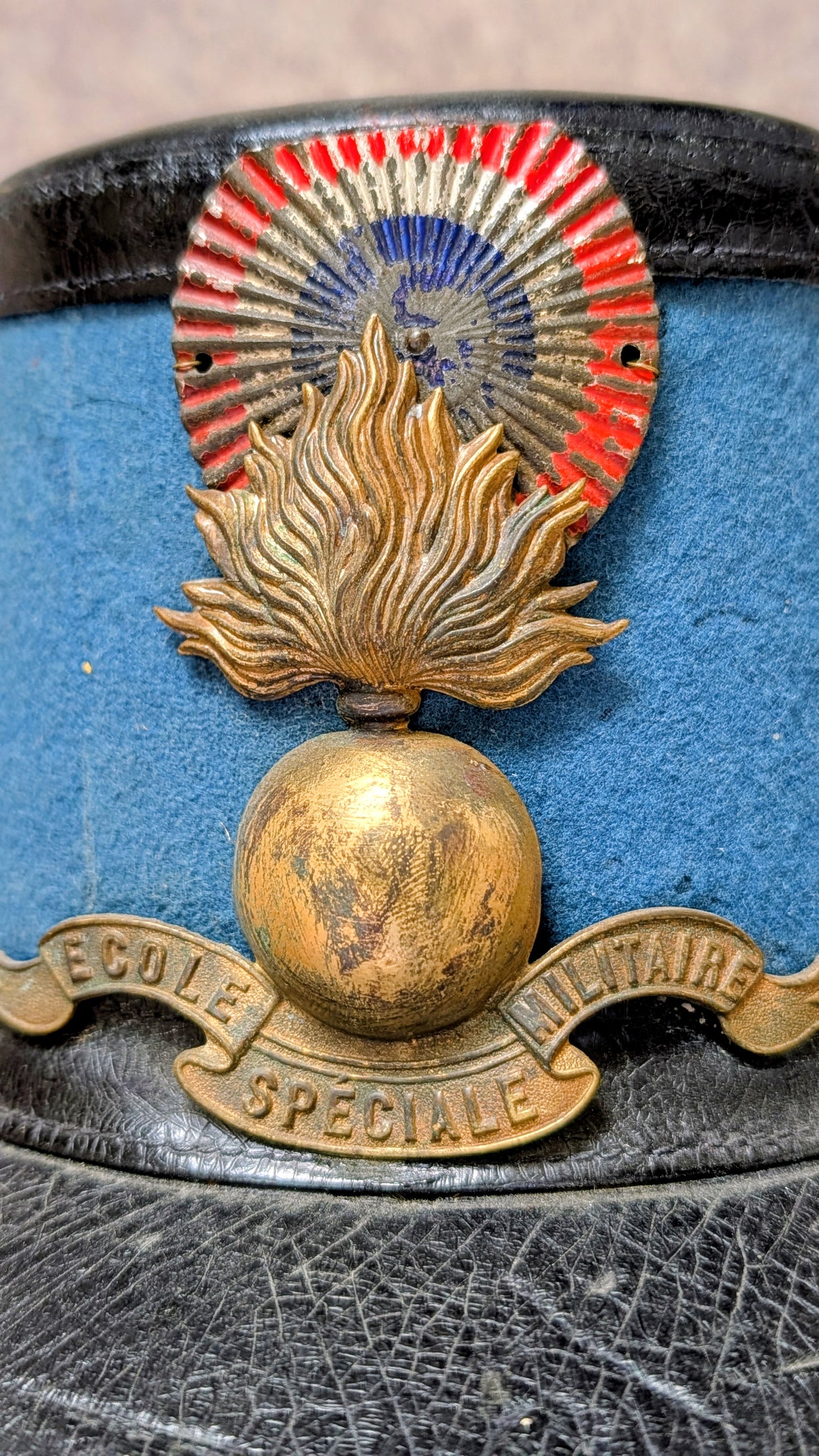 SOLD! Lovely Early 20th Century French Military Academy St Cyr Shako With Feather Plume