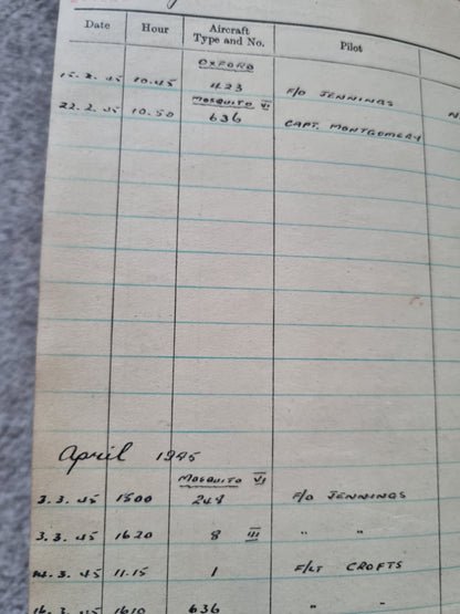 WW2 RAF Flying Log Book to Air Gunner I. E. Parsons with 37 Bombing Operations including DDAY with Combat Reports