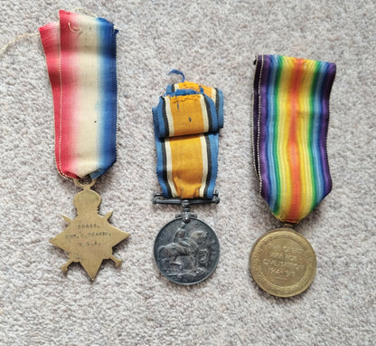 SOLD! WW1 British Medal Trio to George Deakin, 355 Siege Battery, Royal Garrison Artillery, Demoted at Own Request