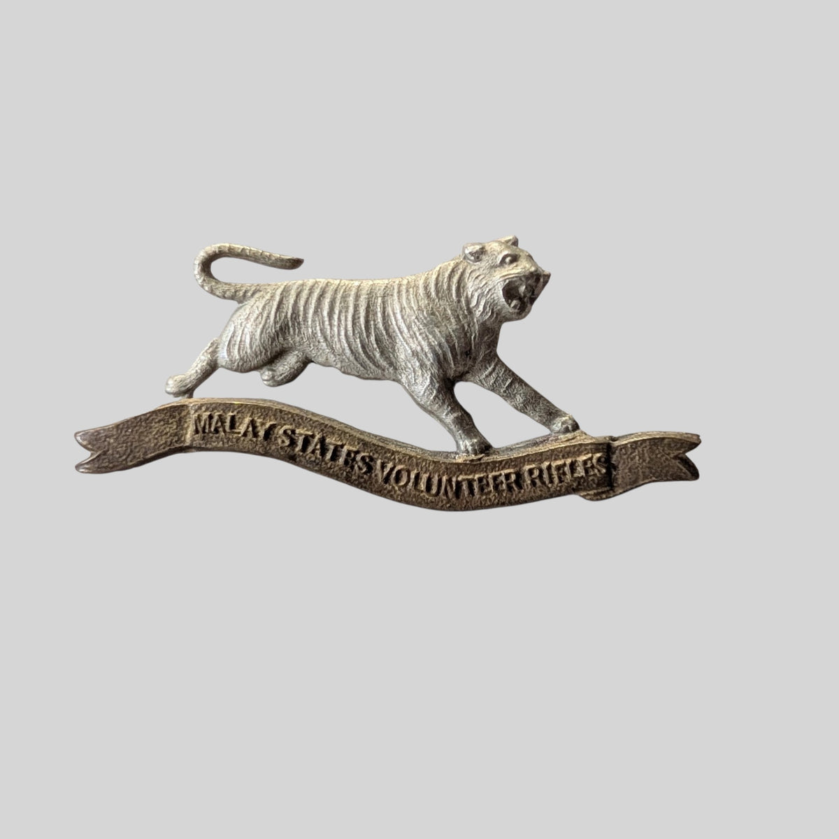 Rare Malay States Volunteer Rifles Bimetal Collar Badge Pair 1902-21