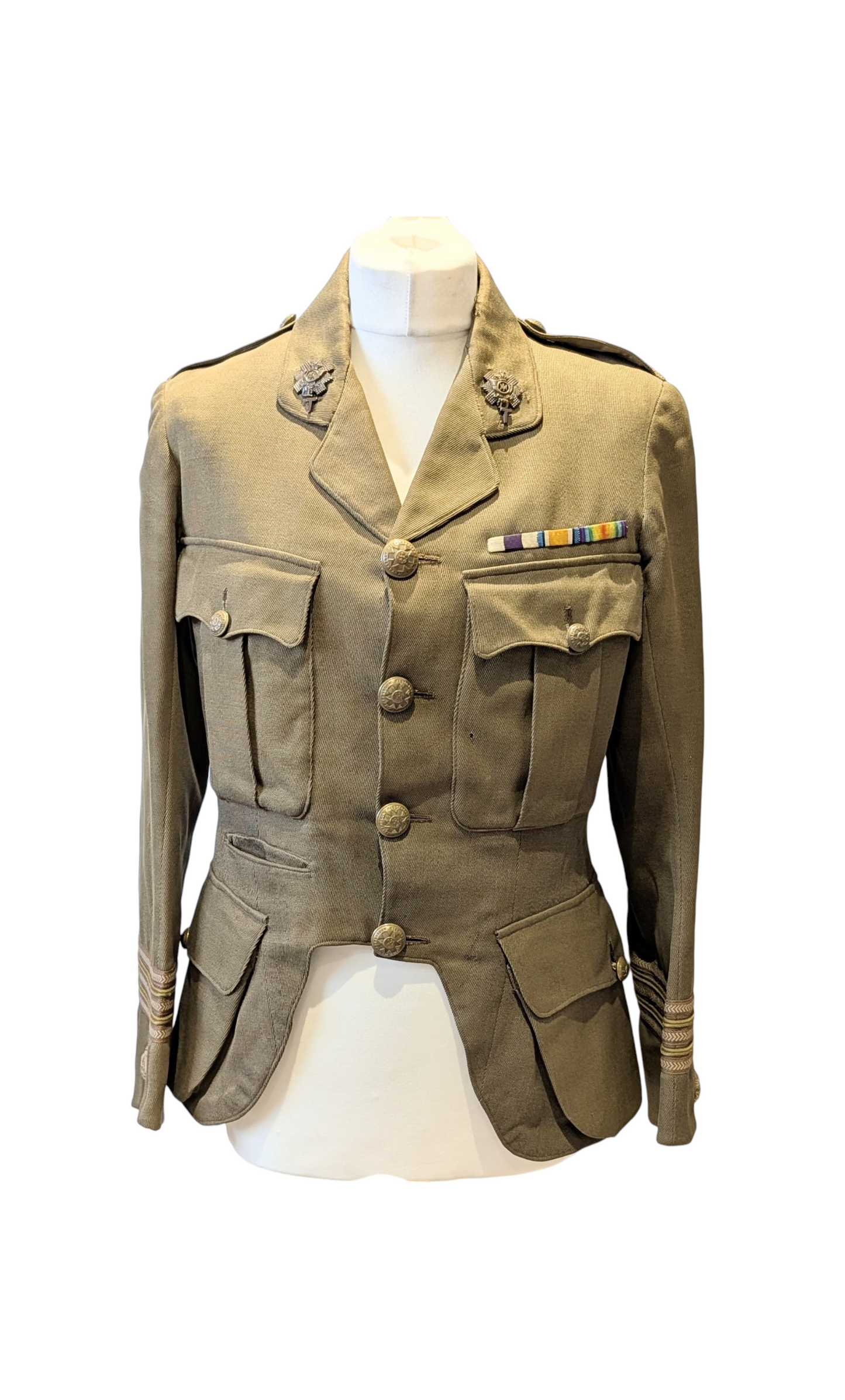 Fantastic WW1 9th Bn Glasgow Highlanders HLI Territorial Major's Cutaway Cuff Rank Jacket to an MC Winner