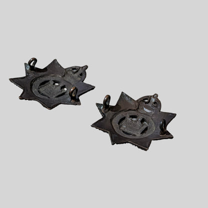 Devonshire Regiment Officers Bronze Collar Badge Pair