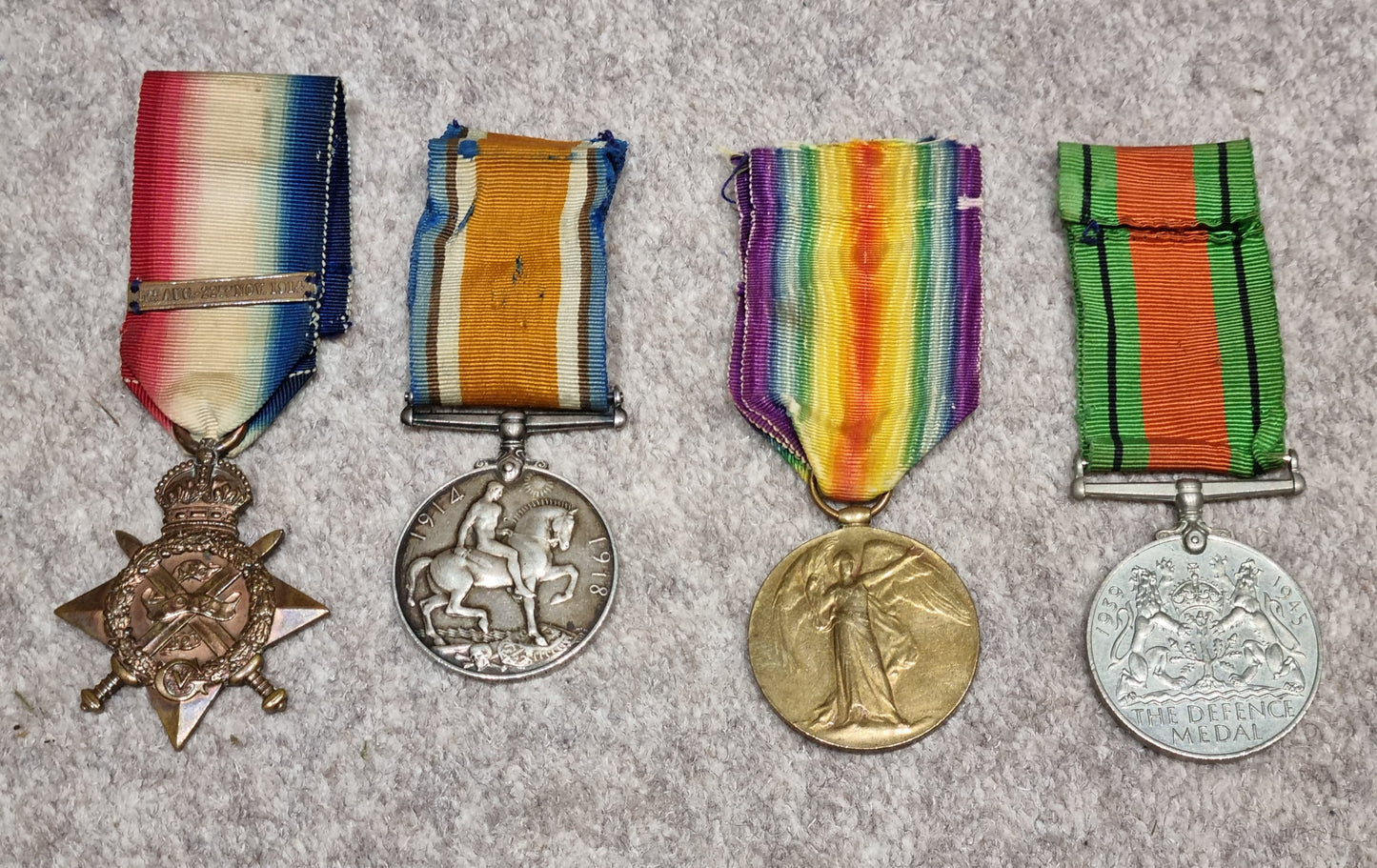 SOLD! WW1/WW2 Nimy Bridge British Army 1914 Mons Star and Clasp Medal Group to Private Mark Huckle - 4th Royal Fusiliers BEF