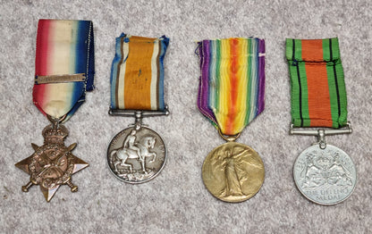 SOLD! WW1/WW2 Nimy Bridge British Army 1914 Mons Star and Clasp Medal Group to Private Mark Huckle - 4th Royal Fusiliers BEF