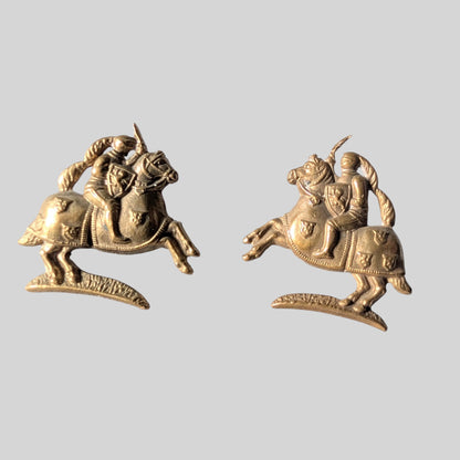 WW1 14th (Fife & Forfar) Black Watch Economy Brass Collar Badge Pair