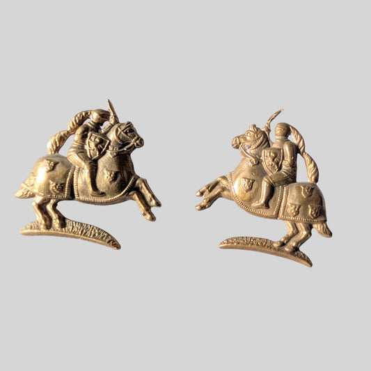 SOLD! WW1 14th (Fife & Forfar) Black Watch Economy Brass Collar Badge Pair