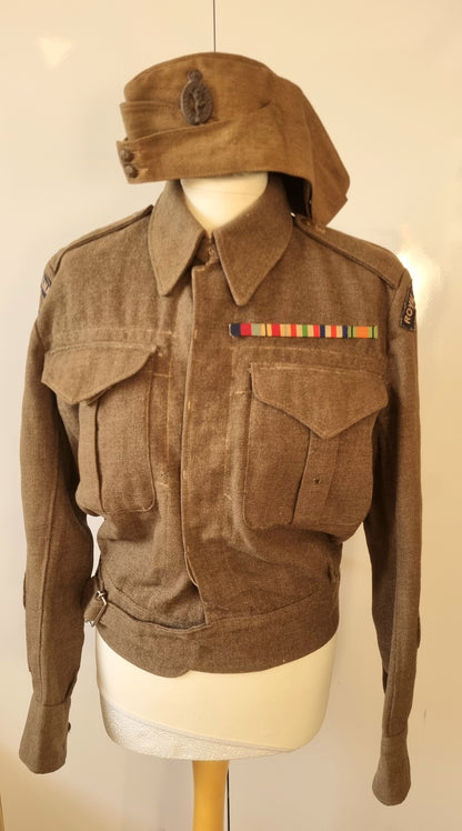 SOLD! WW2 ROYAL SIGNALS CANADIAN MADE BATTLEDRESS + SIDECAP + VE DAY PHOTOS TO THE SAME SOLDIER