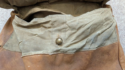 SOLD! WW1 British Army Officers Canvas & Leather Breadbag Haversack with Carry Strap