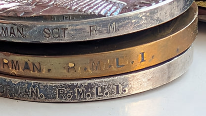 WW1 Royal Marines Light Infantry Medal Quartet & Service / Masonic Papers - George Thomas Norman