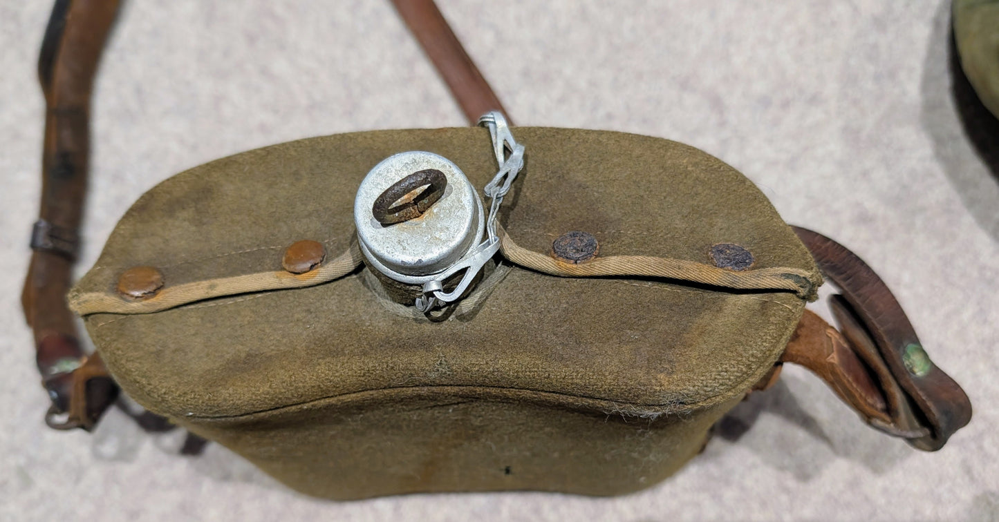 Boer War / WW1 British Leather & Webbing Field Gear Set With Dated Double Strap Sam Browne