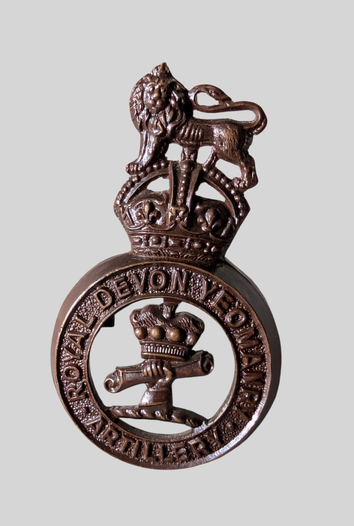 Royal Devon Yeomanry  Artillery Officer's Bronze Cap Badge