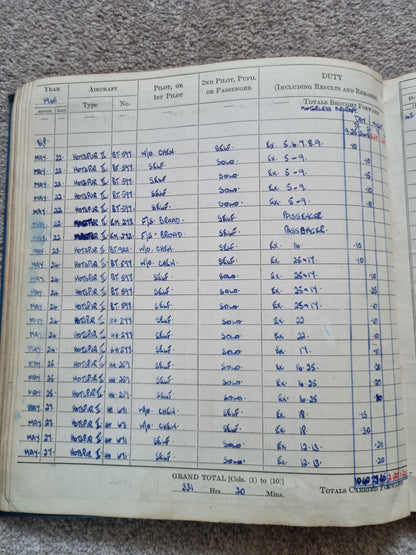 SOLD! Rare WW2 Glider Pilot RCAF Flying Log Book to Brian Andrews, Operation Varsity