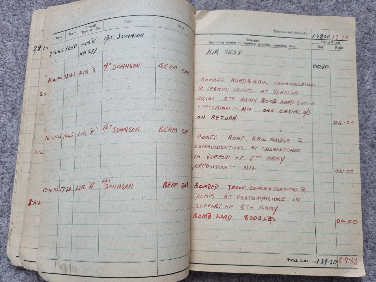 WW2 RAF Flying Suit, Helmet, Flying Log Book, Medals Set - F G CROFT
