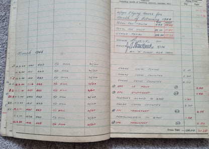 WW2 RAF Flying Log Book to Air Gunner I. E. Parsons with 37 Bombing Operations including DDAY with Combat Reports