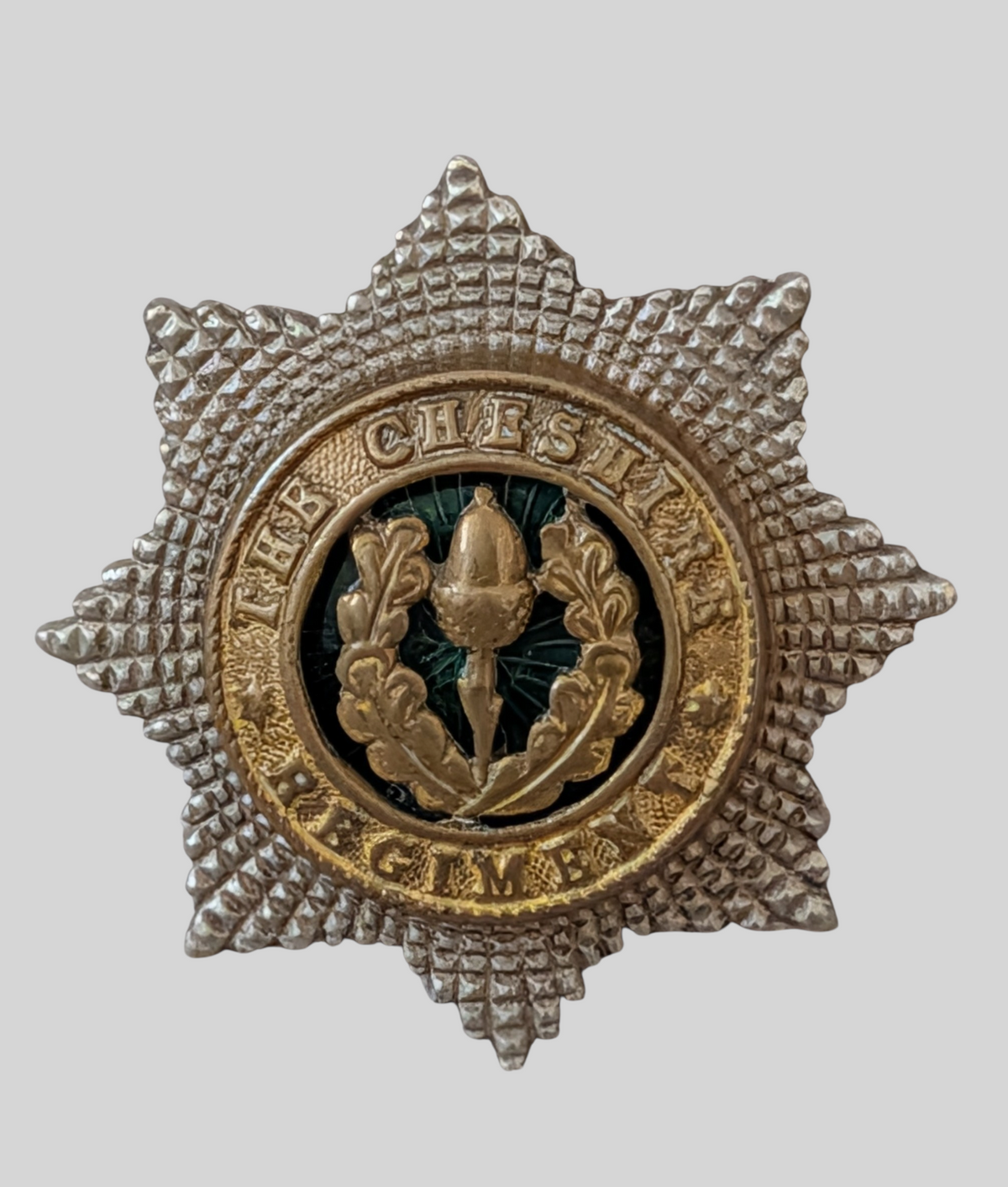 Cheshire Regiment Officer's Silver / Bimetal Collar Badge