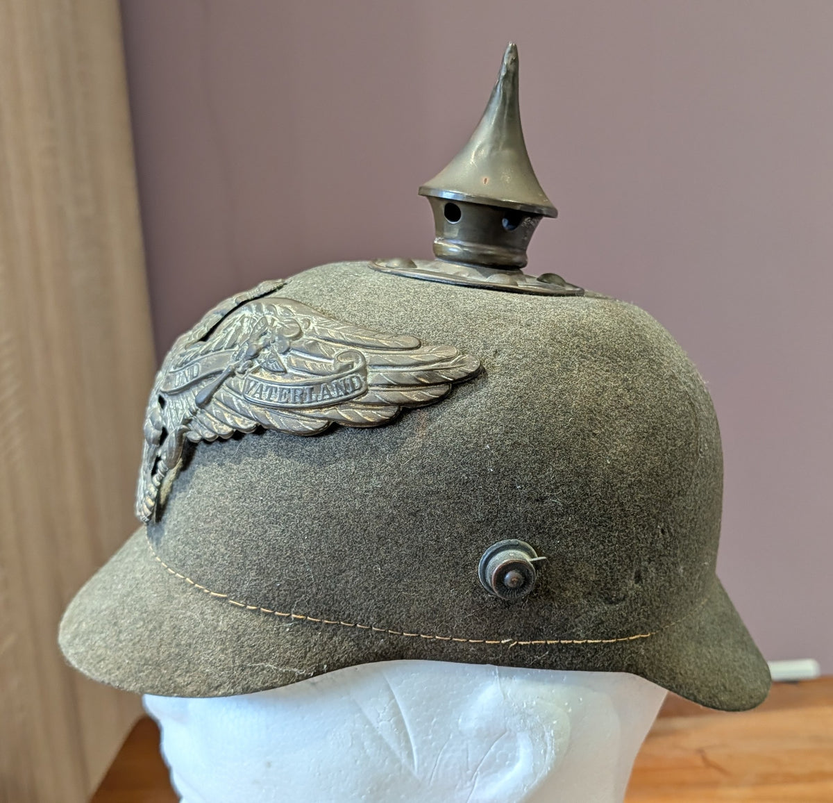M15 WW1 German Prussian Grenadier Ersatz Felt Enlisted mans Pickelhaube Helmet