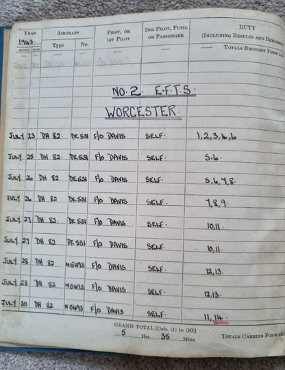 SOLD! Rare WW2 Glider Pilot RCAF Flying Log Book to Brian Andrews, Operation Varsity