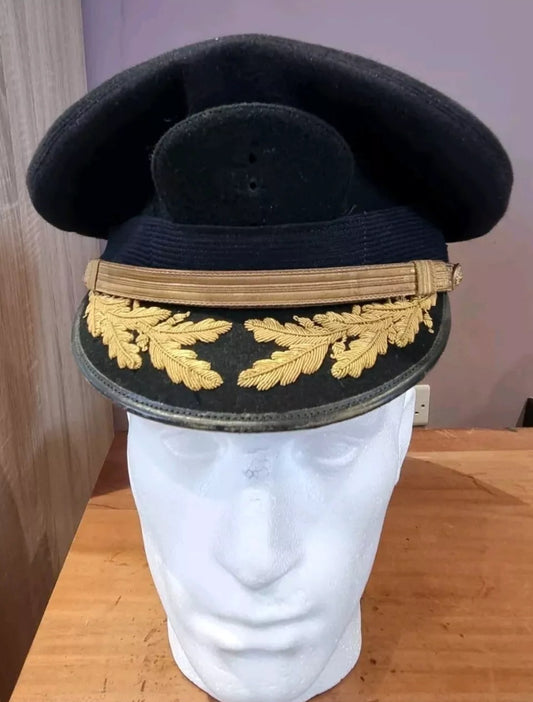 WW2 US Navy Commanders Officer Black Woollen Visor Cap -Luxenberg