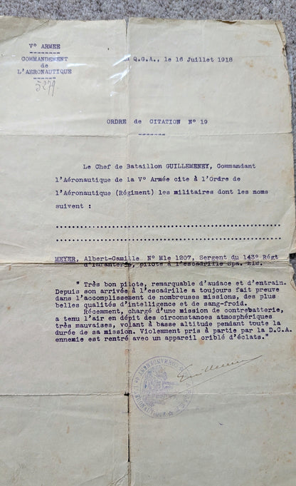 Unique WW1 French Army & Air Force Photo Album, Service Documents and Field Post Set to a Front Line Medic & Then Combat Pilot