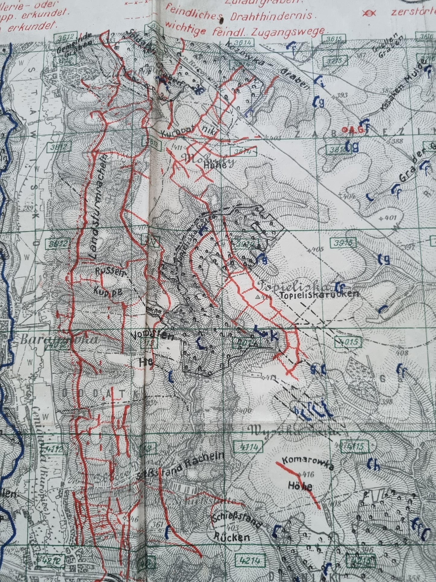 WW1 German Army Trench Map BRZEZANY area Ukraine 8th Feb 1917