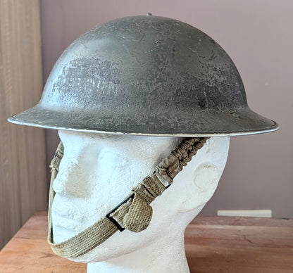 WW2 Grey / Green Brodie Helmet Dated 1940 Possibly Royal Navy with partial Decal