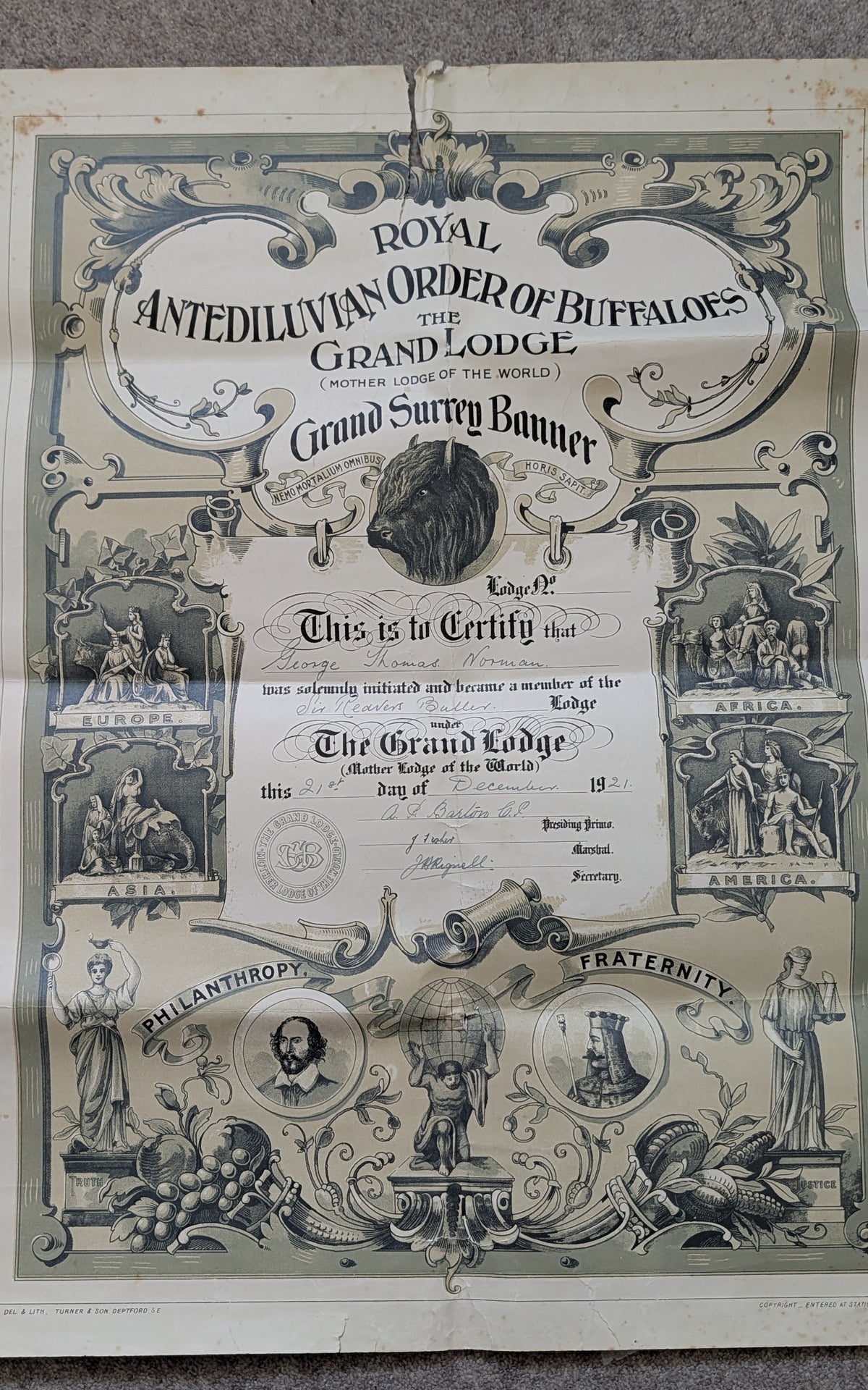 WW1 Royal Marines Light Infantry Medal Quartet & Service / Masonic Papers - George Thomas Norman