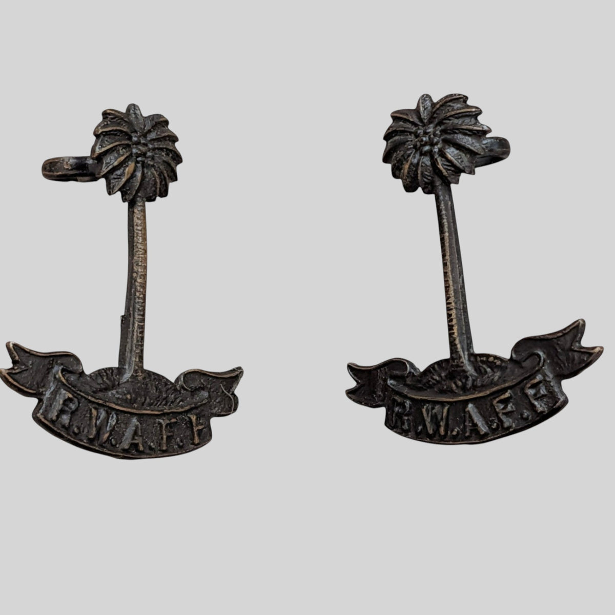 Royal West Africa Frontier Force Officer's Bronzed Collar Badge Pair