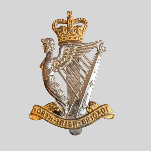 North Irish Brigade Officers Silver & Gilt & Enamel Cap Badge 1953-68