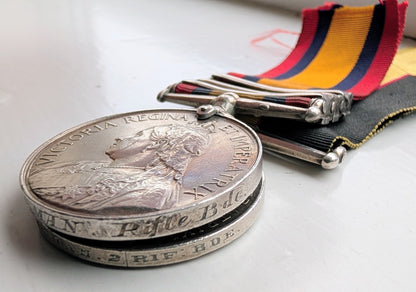 SOLD! Rare Rifle Brigade Sudan/Boer War Medals Set & Astrakhan Busby to Lt Harman DSO