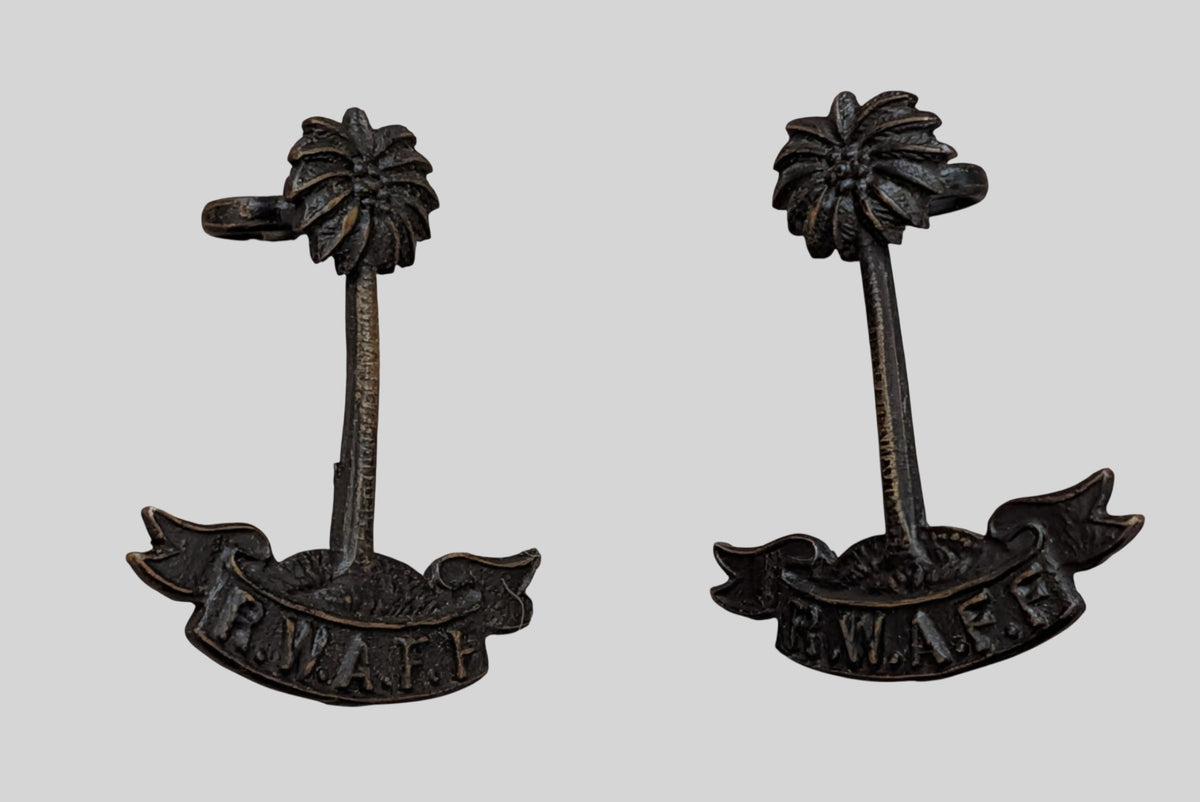 Royal West Africa Frontier Force Officer's Bronzed Collar Badge Pair