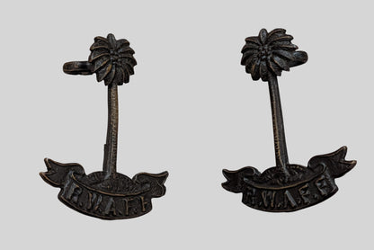 Royal West Africa Frontier Force Officer's Bronzed Collar Badge Pair