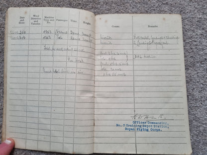 SOLD! WW1 RFC Flying Log Book Photo & RFC Papers to 2nd Lieut H C Derham