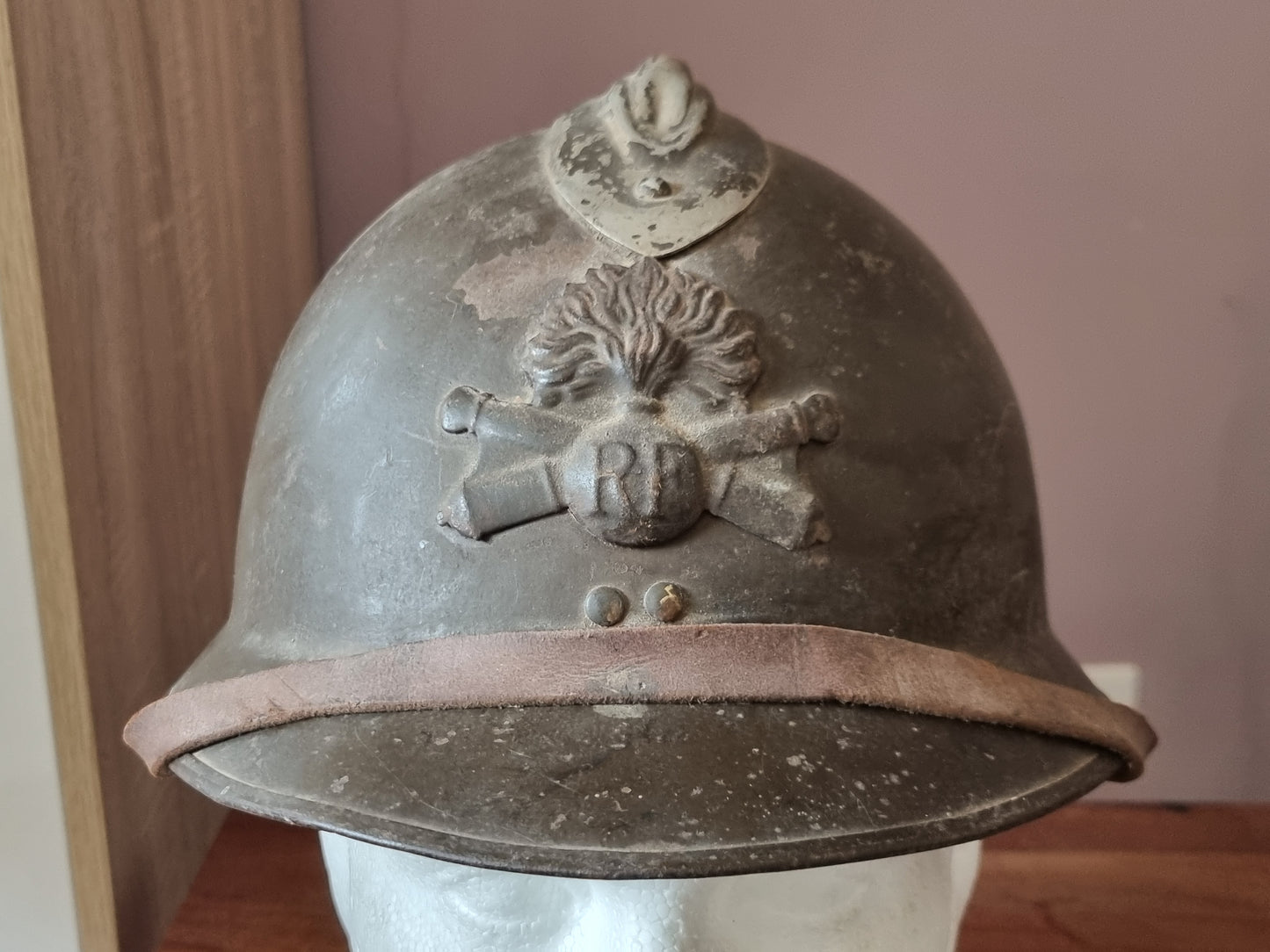 SOLD! WW2 French Army Artillery M26 ‘Adrian’ Helmet With WW1 Badge