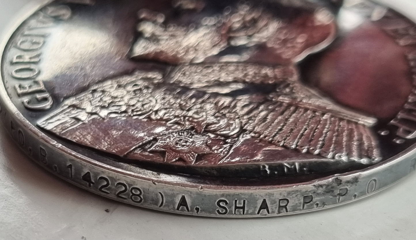 WW1 Trio Long Service & Good Conduct Medal Set to Leading Seaman Albert Victor Sharp- HMS Caroline (Jutland Interest)