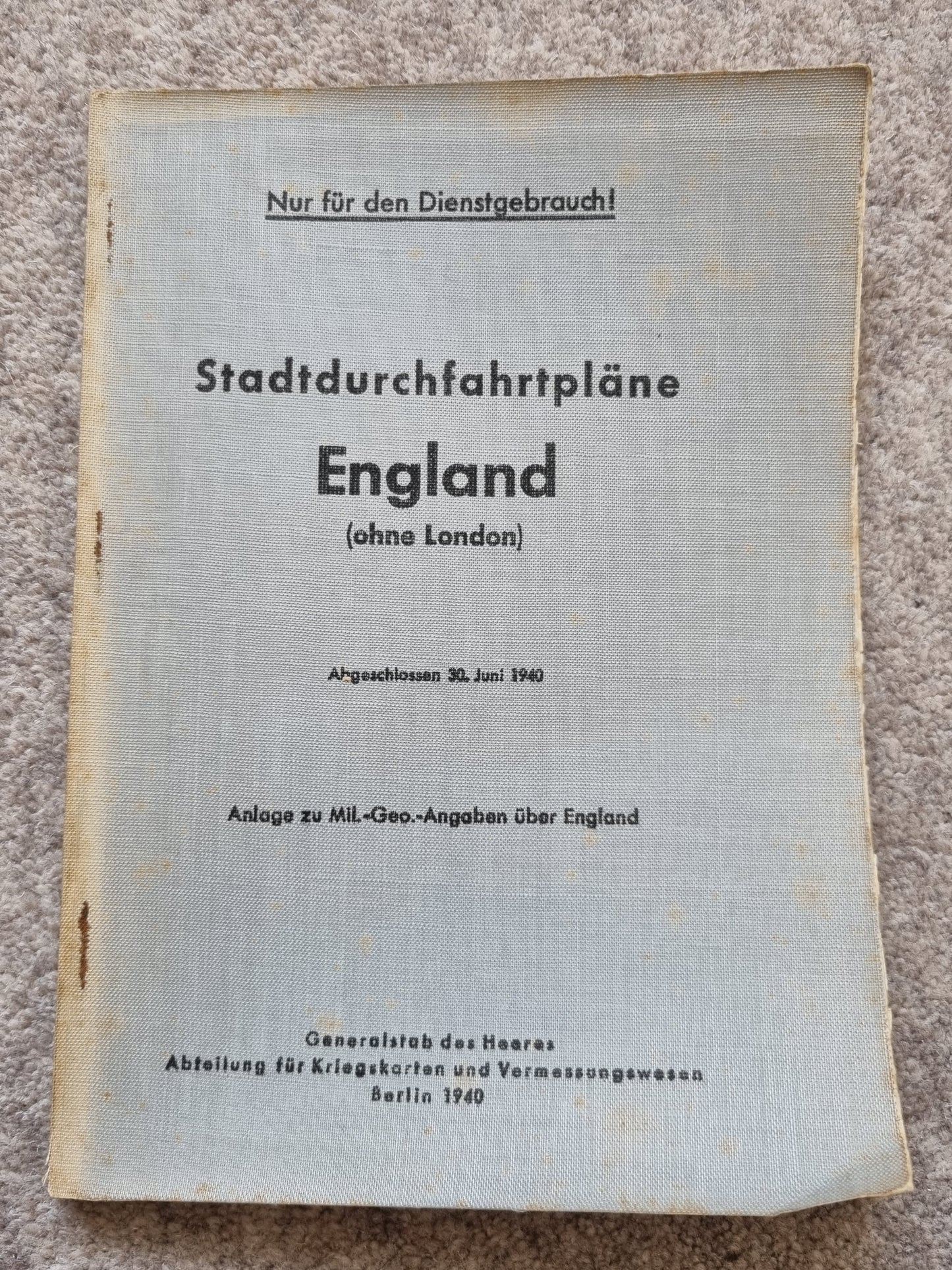 SOLD! Rare Operation Sealion  Planning Map Folder for England