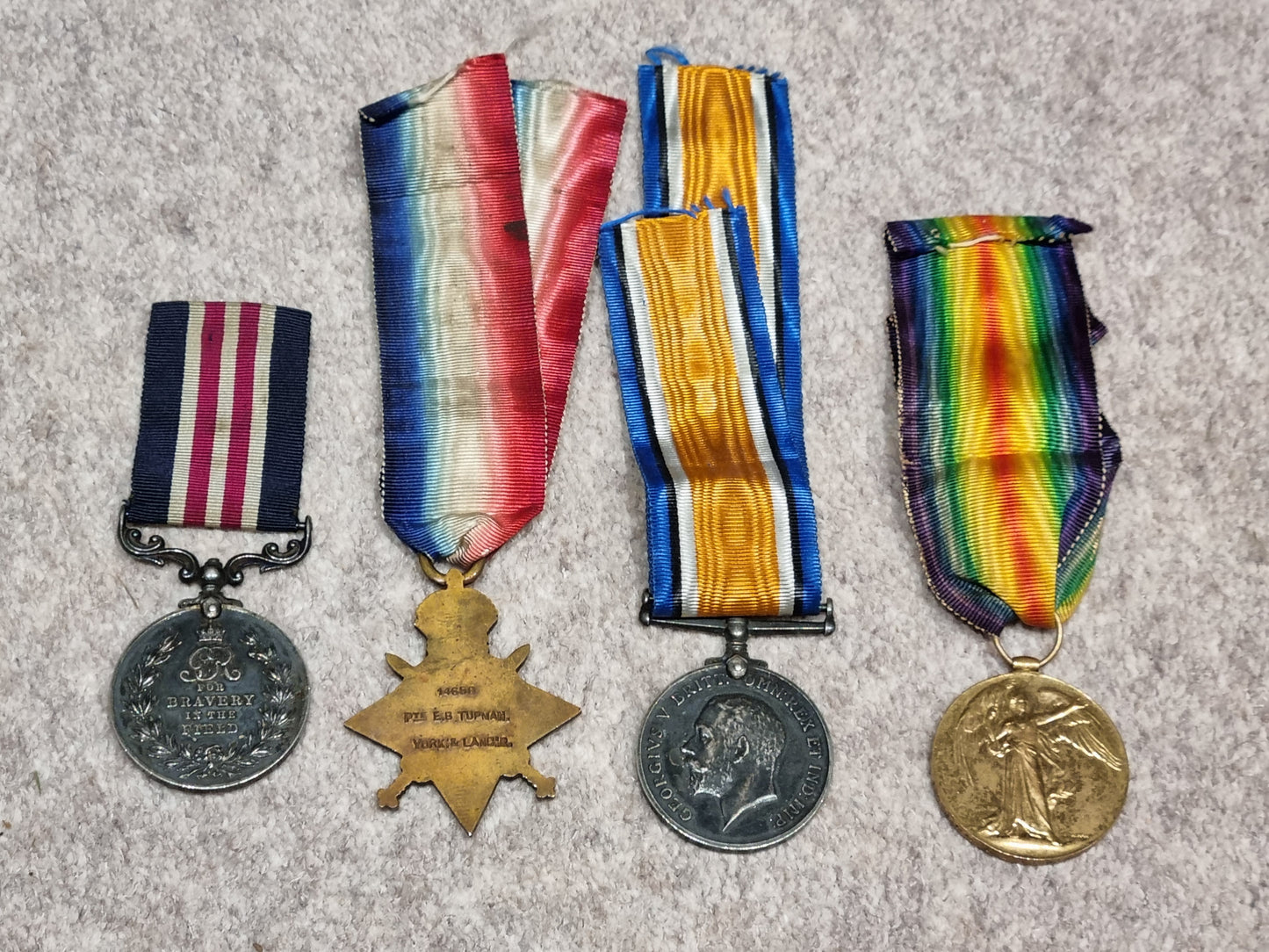 Incredible WW1 Gallantry Military Medal & Wound Badge Group to a deserter, Private Edwin Birch Tupman, Yorks & Lancs Regiment