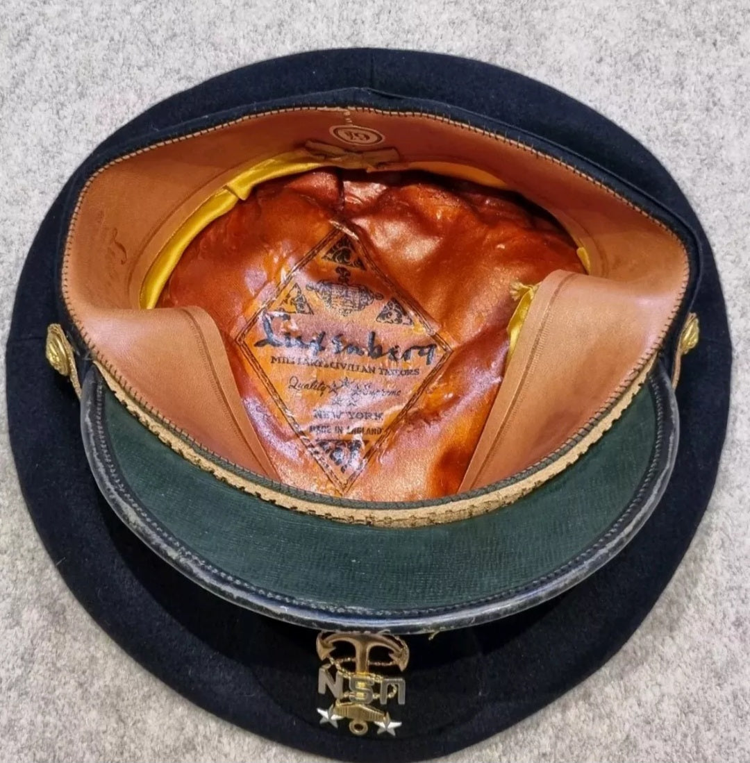 WW2 US Navy Commanders Officer Black Woollen Visor Cap -Luxenberg