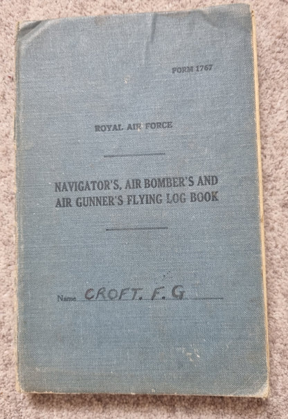 WW2 RAF Flying Suit, Helmet, Flying Log Book, Medals Set - F G CROFT