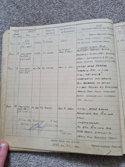 SOLD! WW2 RAF Flying Log Book to RW Durrant Observer Engineer Bombers, Tobruk Interest